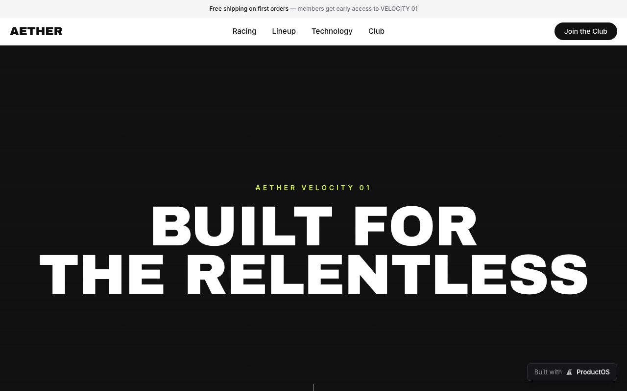 AETHER — Cinematic athletic-brand launch