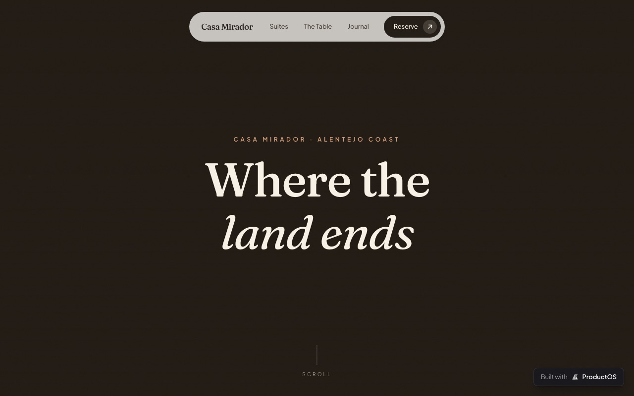 Casa Mirador — Boutique hotel, every asset AI-generated